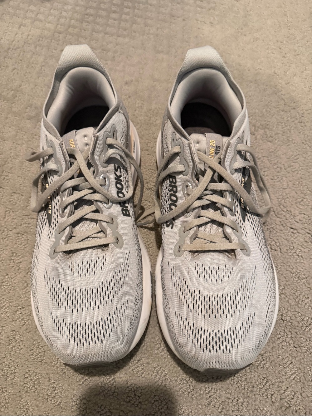 Brooks Women’s Adrenaline GTS 25 Athletic Shoes in Light Gray and White